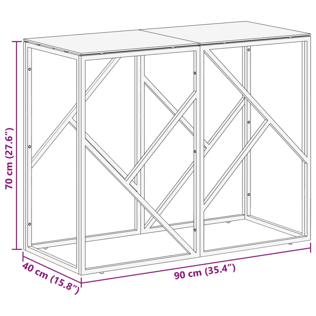 Wandtafel roestvrijstaal en gehard glas zilverkleurig