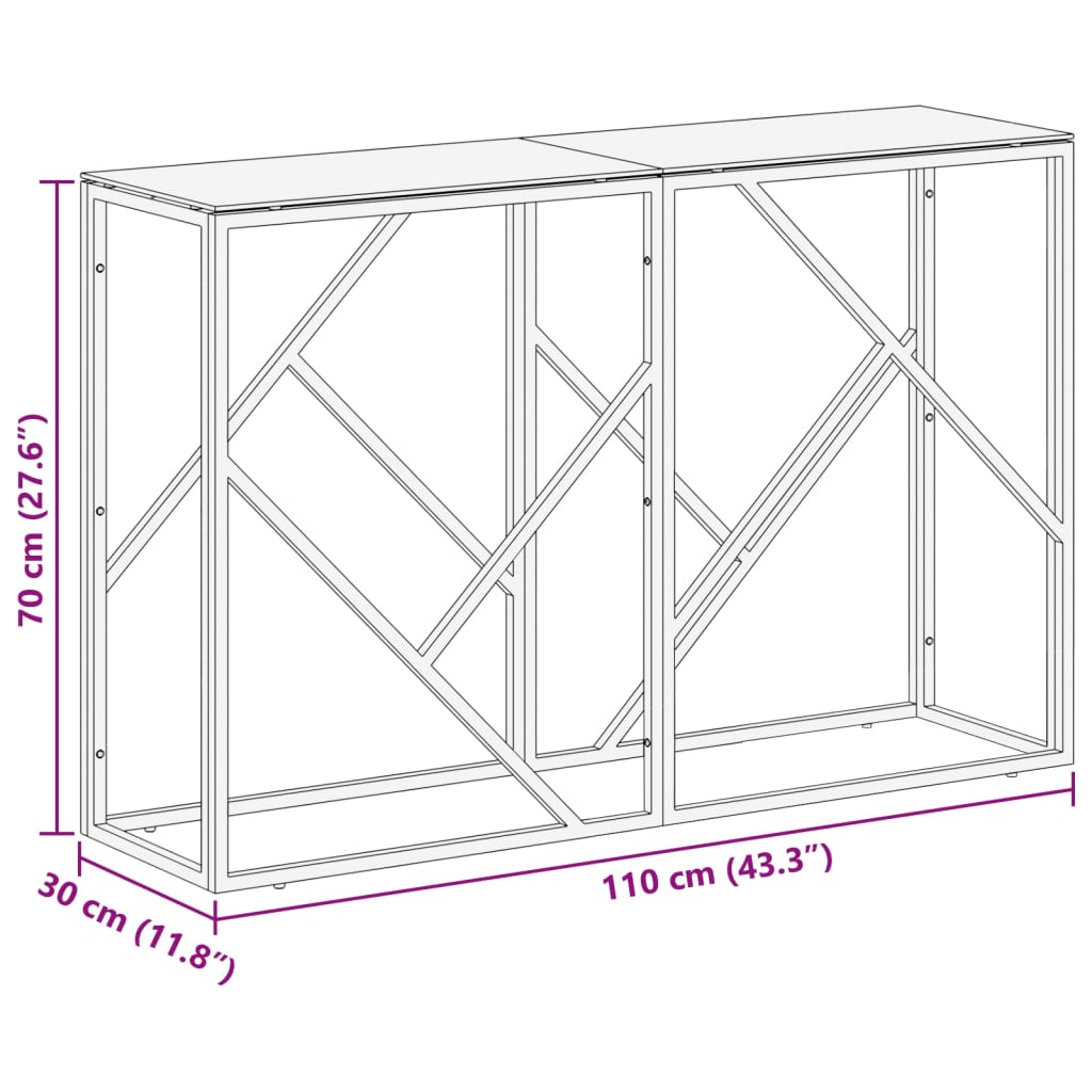 Wandtafel roestvrijstaal en gehard glas zilverkleurig