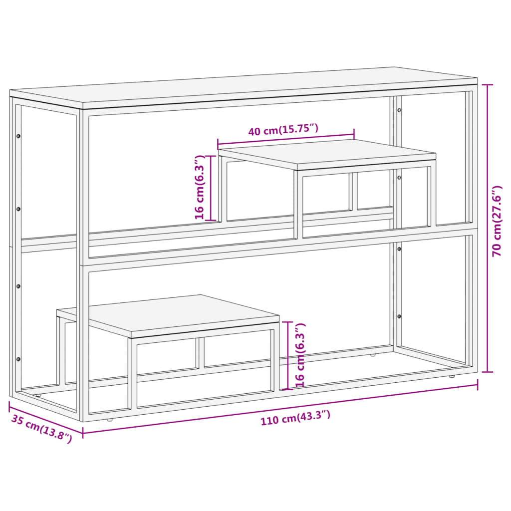 Wandtafel Roestvrij Staal En Massief Gerecycled Hout Zilver 1