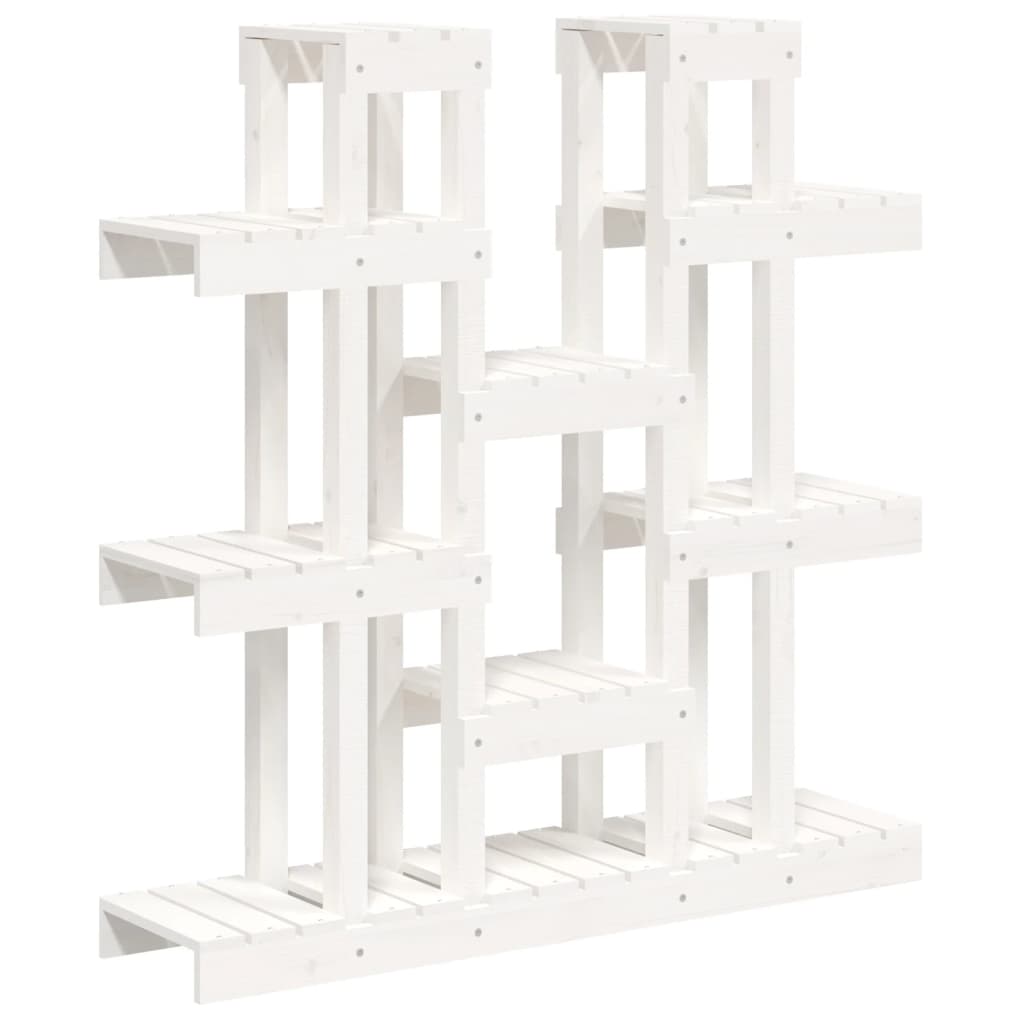 Plantenstandaard wit 104,5x25x109,5 cm massief grenenhout