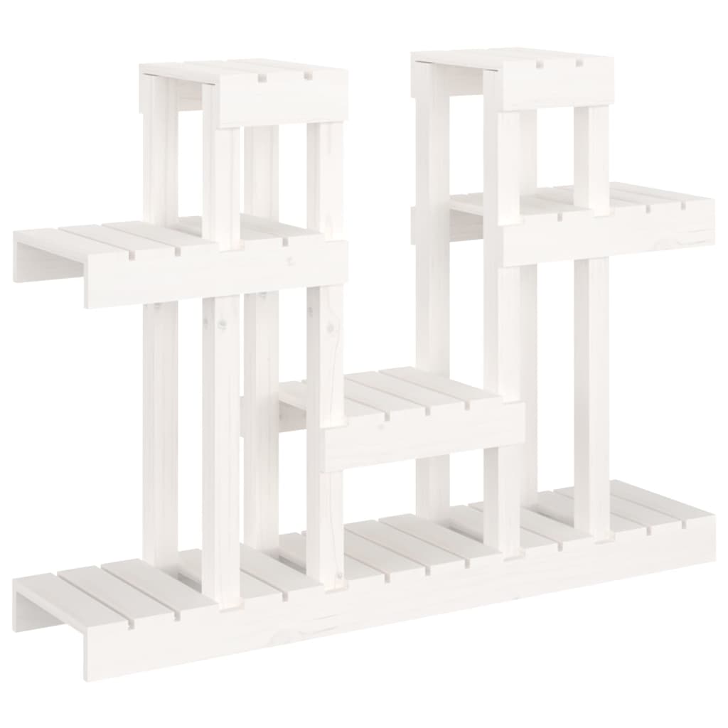 Plantenstandaard wit 104,5x25x77,5 cm massief grenenhout