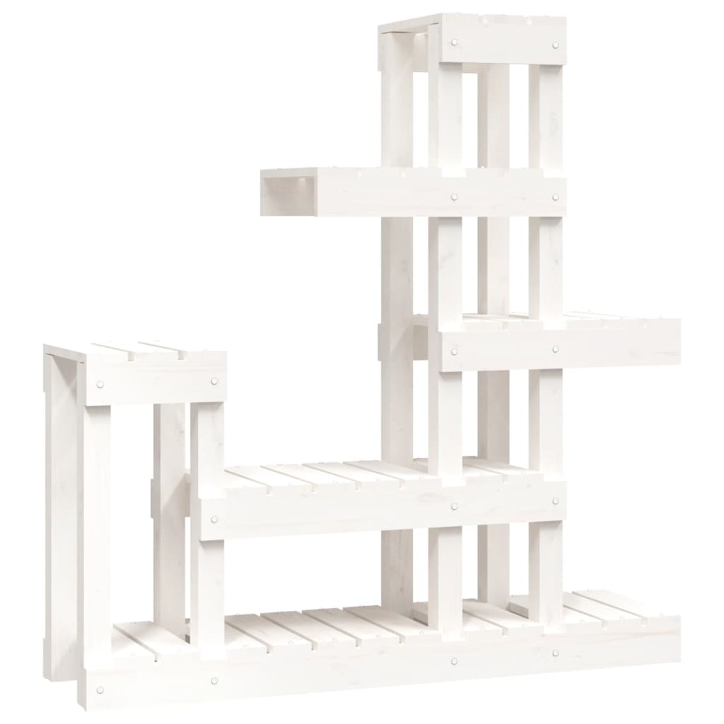 Plantenstandaard 92x25x97 cm massief grenenhout wit