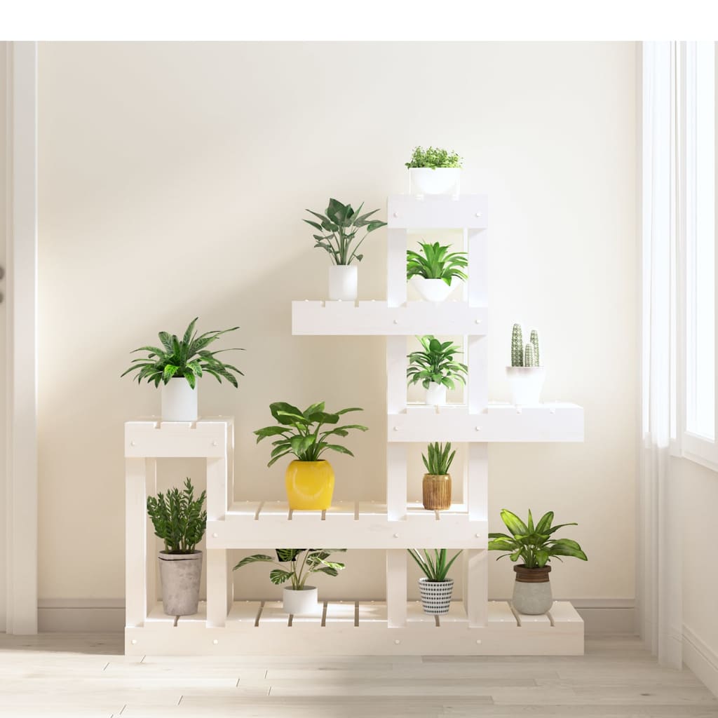 Plantenstandaard 92x25x97 cm massief grenenhout wit