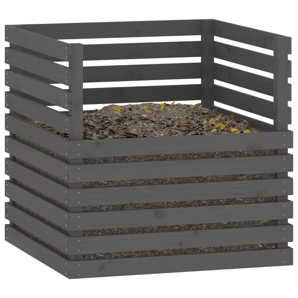 Compostbak Massief Grenenhout 80 x 80 x 78 cm Grijs