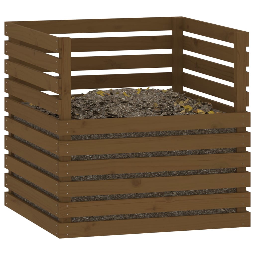 Compostbak Massief Grenenhout 80 x 80 x 78 cm Honingbruin