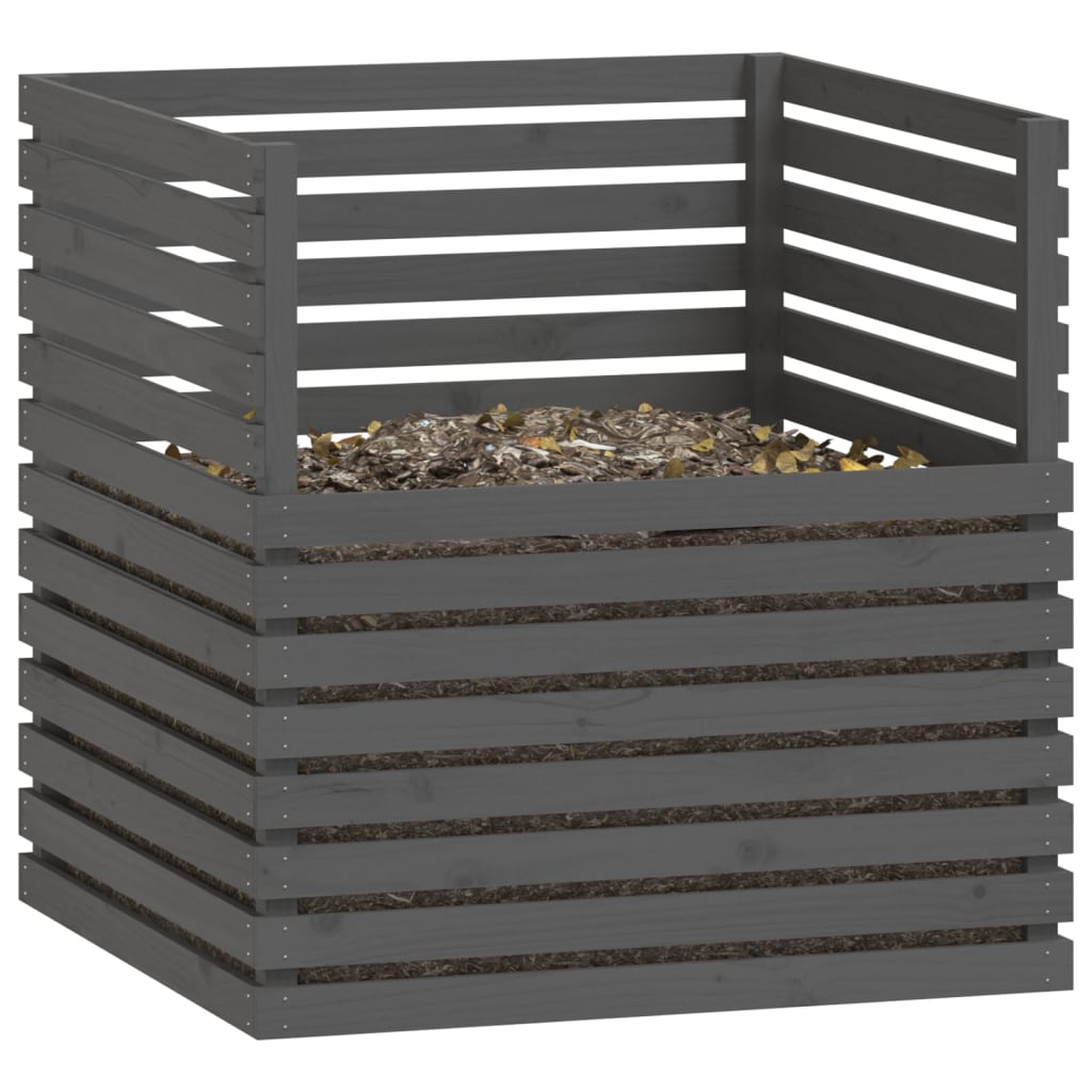 Compostbak Massief Grenenhout 100 x 100 x 102 cm Grijs