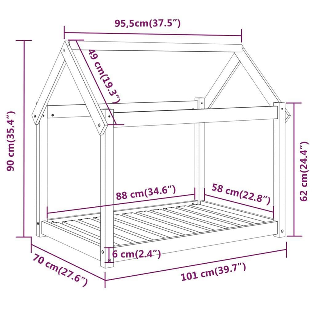 Hondenmand 101X70X90 Cm Massief Grenenhout Honingbruin