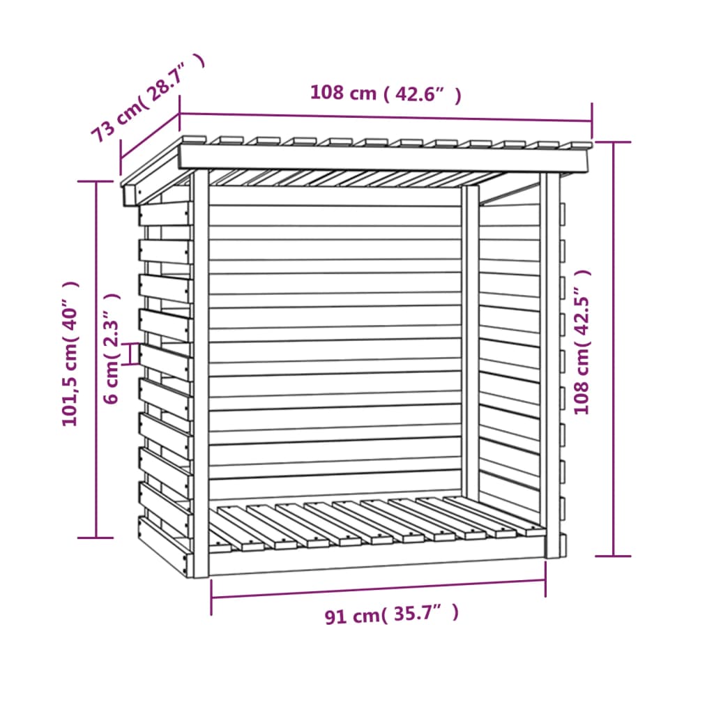 Haardhoutrek 108X73X108 Cm Massief Grenenhout Wit 108 x 73 x 108 cm