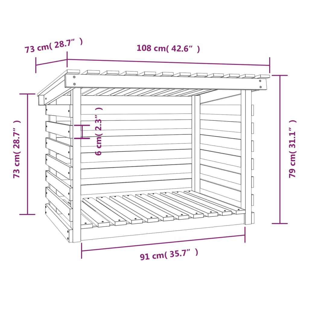 Haardhoutrek 108X73X79 Cm Massief Grenenhout Wit 108 x 73 x 79 cm