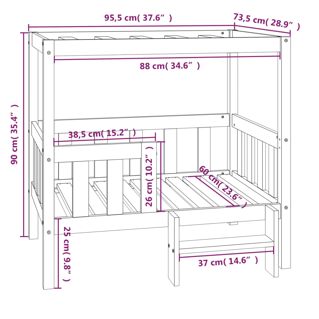 Hondenmand 95,5X73,5X90 Cm Massief Grenenhout Grijs 95.5 x 73.5 x 90 cm