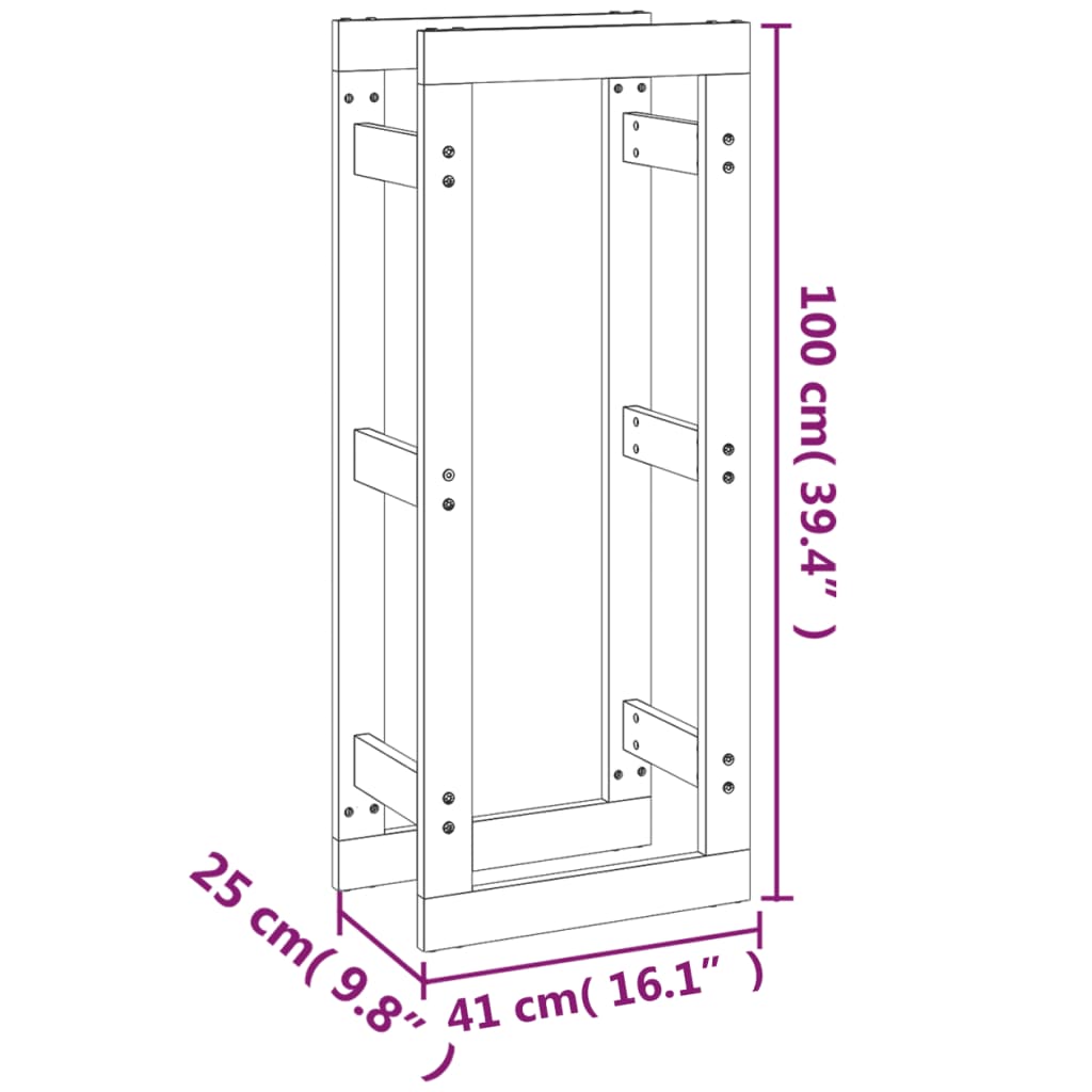 Haardhoutrek 80X25X100 Cm Massief Grenenhout Grijs 41 x 25 x 100 cm