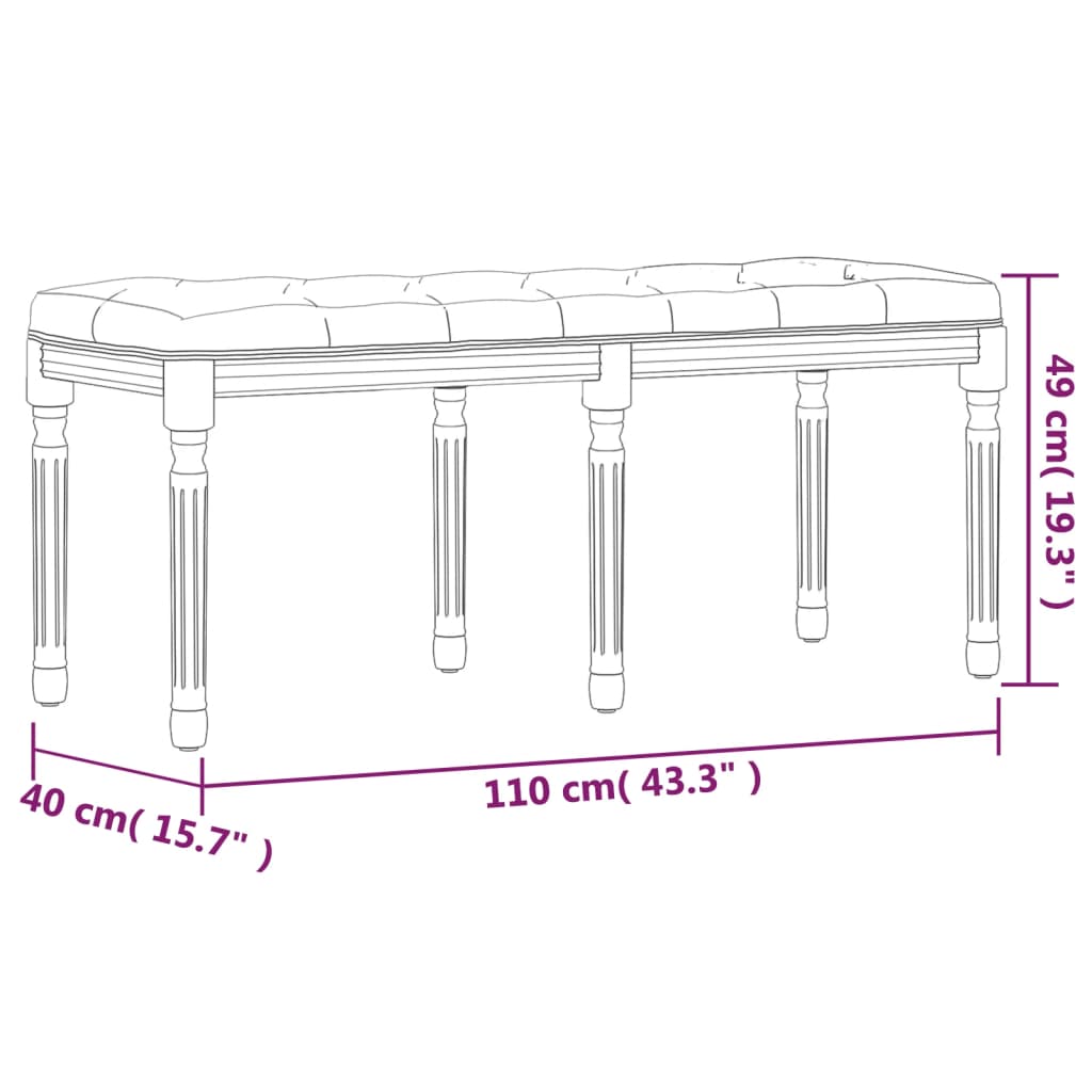 Bankje 110x40x49 cm fluweel roze