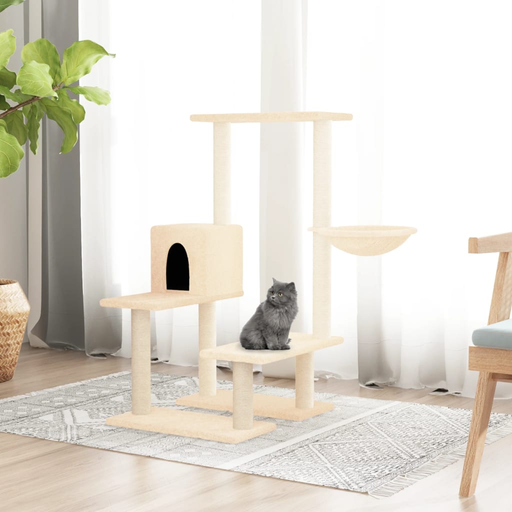 Kattenmeubel Met Sisal Krabpalen 94,5 Cm Crèmekleurig