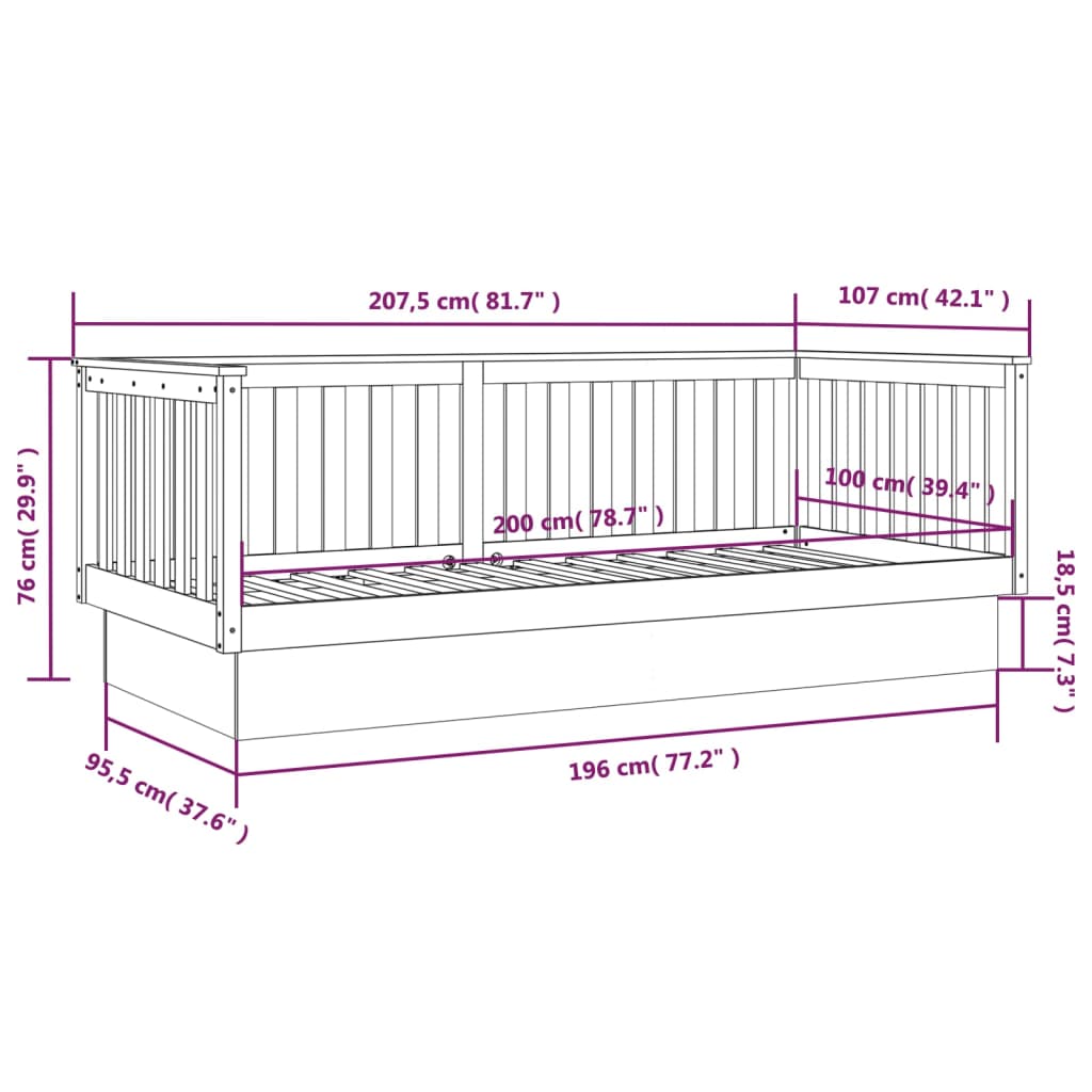 Slaapbank 100X200 Cm Massief Grenenhout 100 x 200 cm Naturel