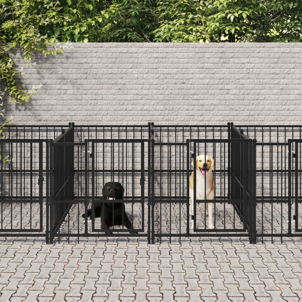 Hondenkennel Voor Buiten 16,89 M² Staal 873 x 193.5 x 100 cm