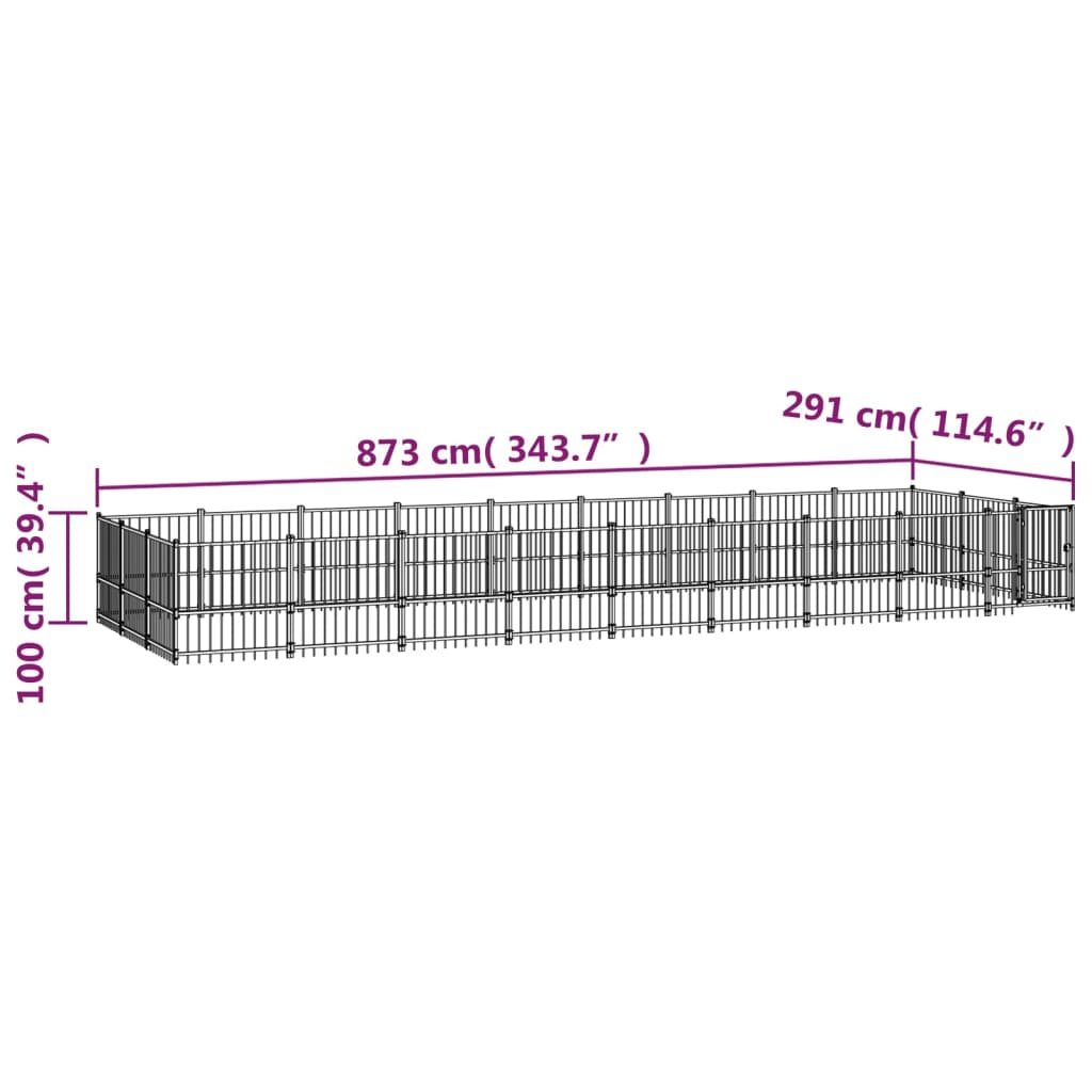 Hondenkennel Voor Buiten 25,4 M² Staal 873 x 291 x 100 cm