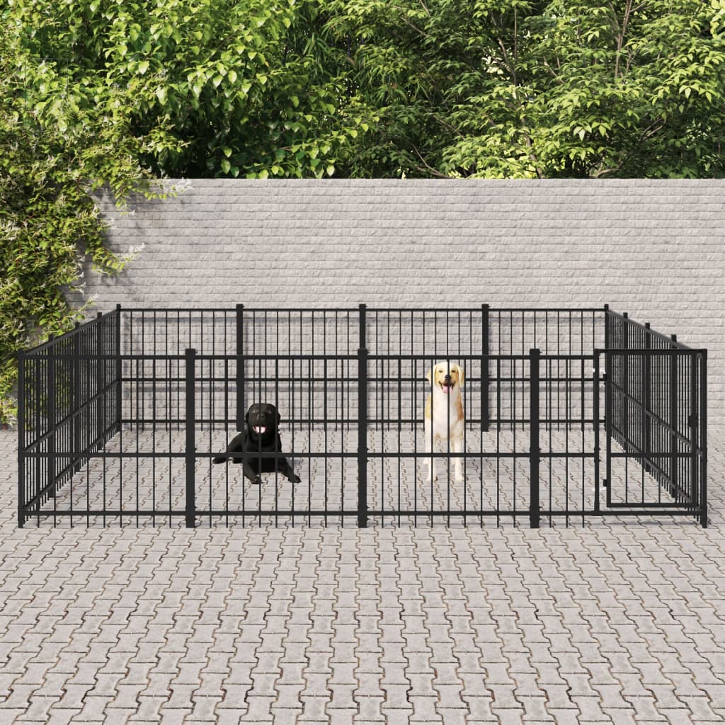 Hondenkennel Voor Buiten 15,05 M² Staal 388 x 388 x 100 cm