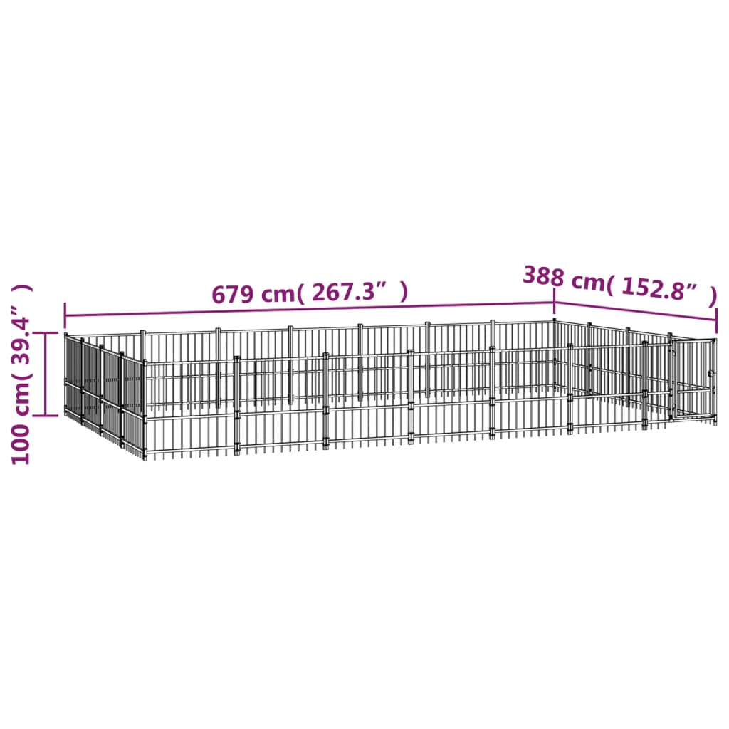 Hondenkennel Voor Buiten 26,35 M² Staal 679 x 388 x 100 cm