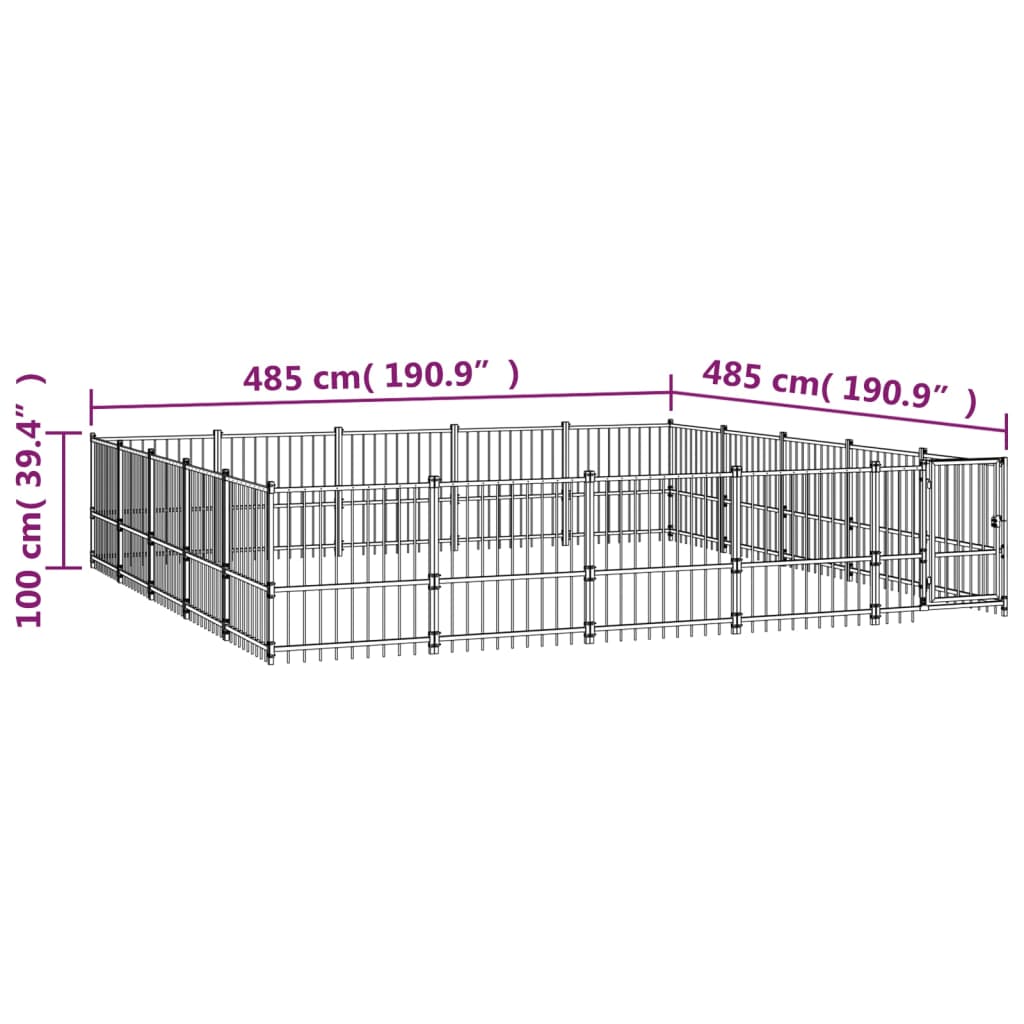 Hondenkennel Voor Buiten 23,52 M² Staal 485 x 485 x 100 cm