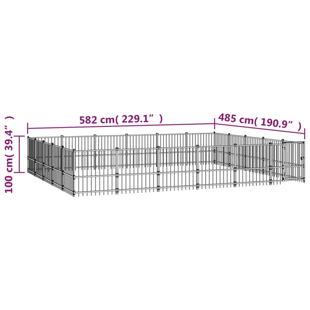 Hondenkennel Voor Buiten 28,23 M² Staal 582 x 485 x 100 cm