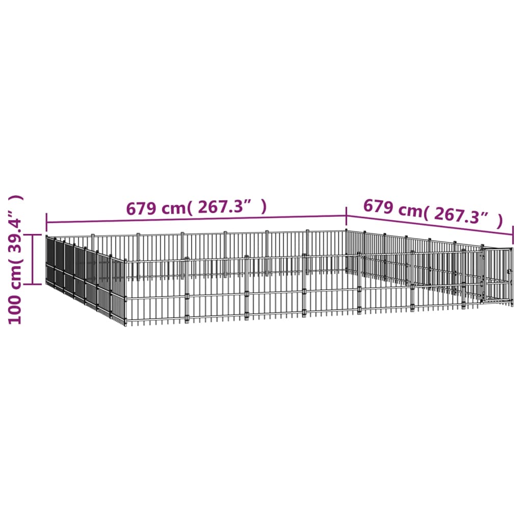 Hondenkennel Voor Buiten 46,1 M² Staal 679 x 679 x 100 cm