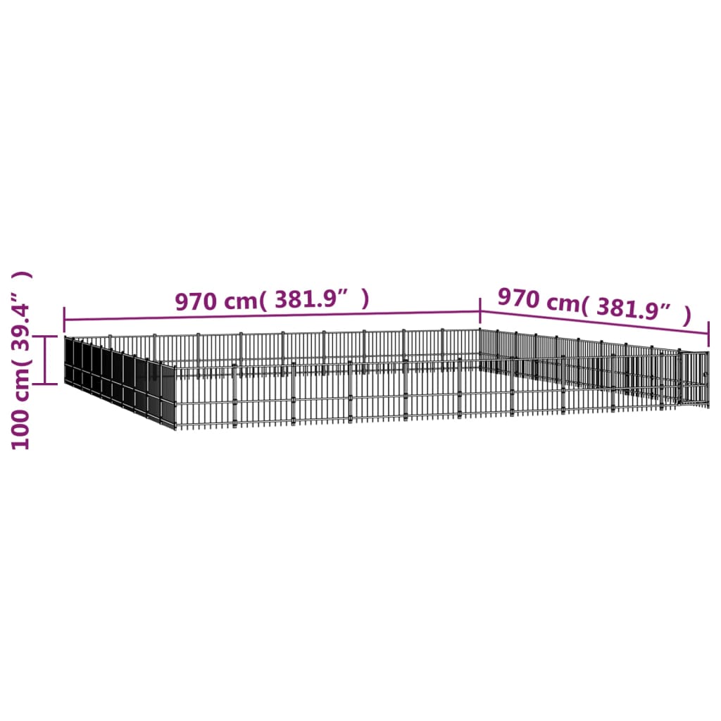 Hondenkenne 94,09 M² Staal 970 x 970 x 100 cm