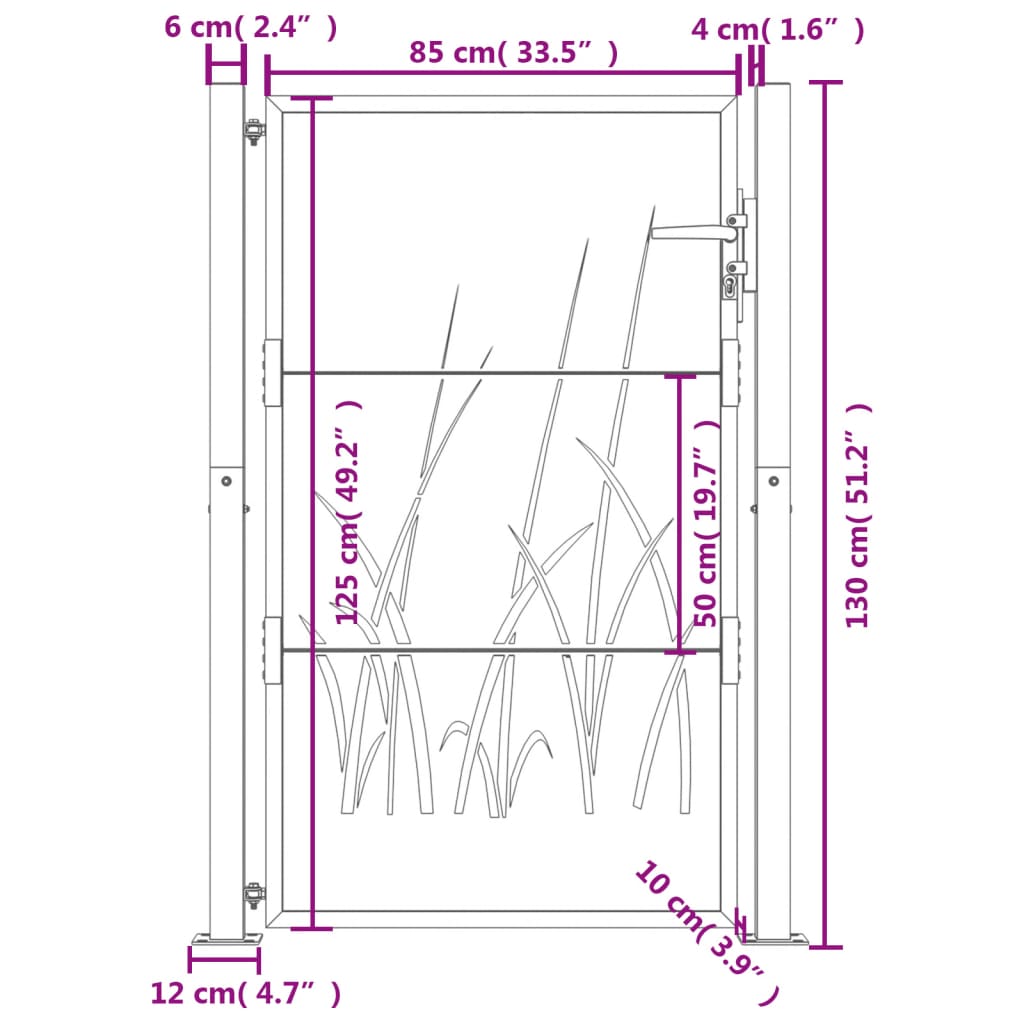 Poort grasontwerp 105x130 cm cortenstaal