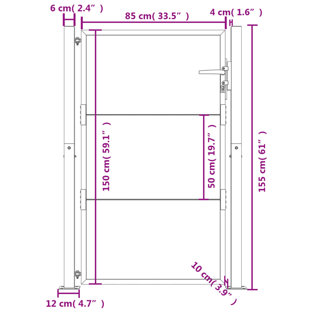 Poort 105x155 cm cortenstaal