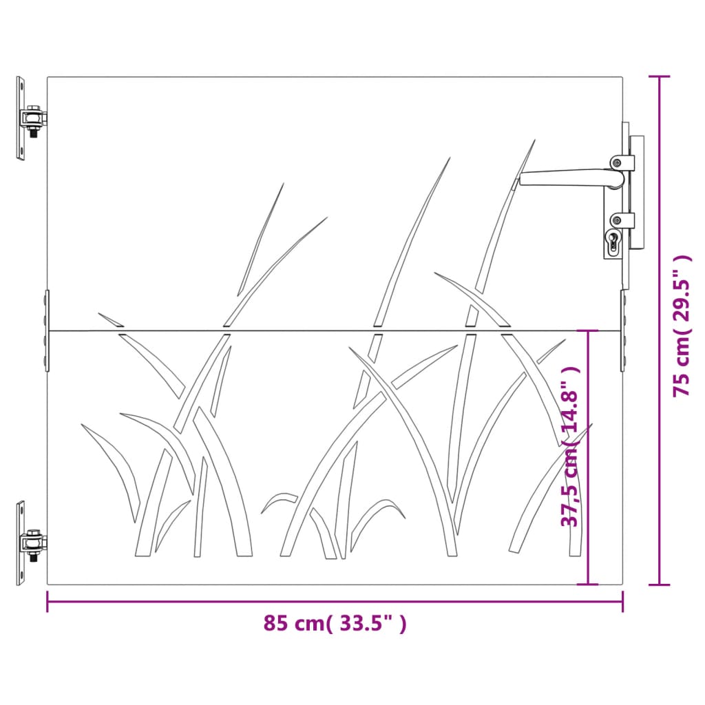 Poort 85x75 cm grasontwerp cortenstaal