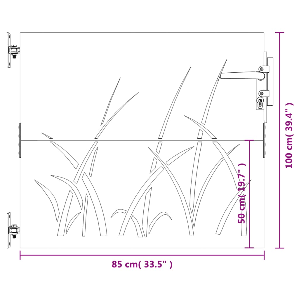 Poort 85x100 cm grasontwerp cortenstaal