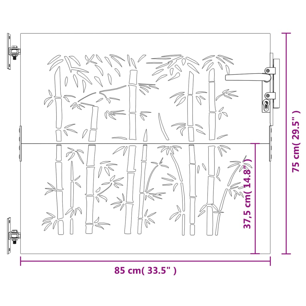 Poort 85x75 cm bamboe-ontwerp cortenstaal