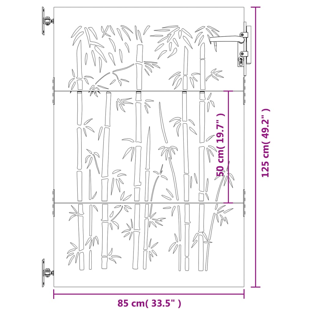 Poort 85x125 cm bamboe-ontwerp cortenstaal