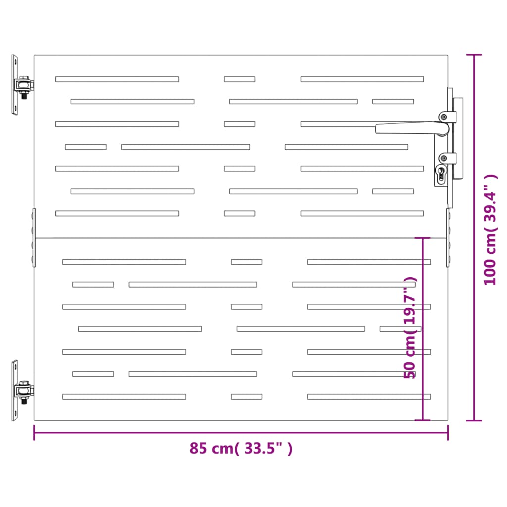 Poort 85x100 cm vierkant cortenstaal