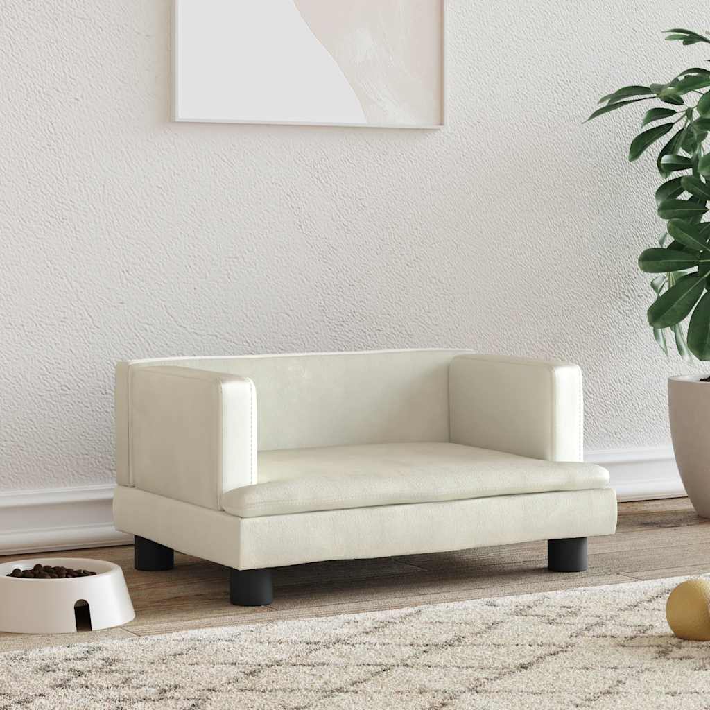 Hondenmand 60x40x30 cm fluweel crèmekleurig