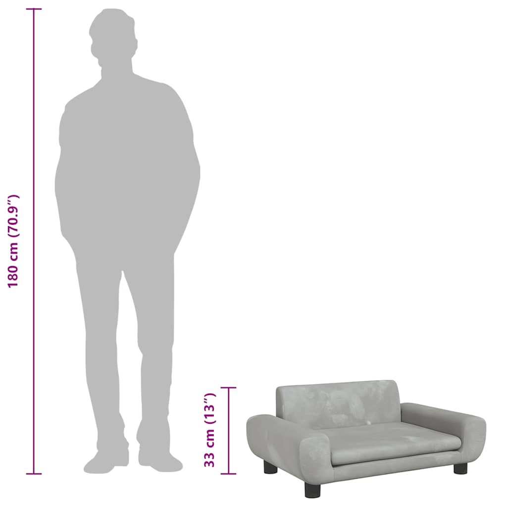 Hondenmand 70x45x33 cm fluweel lichtgrijs