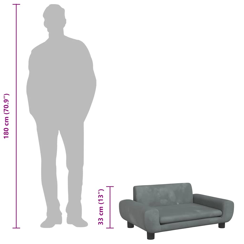 Hondenmand 70x45x33 cm fluweel donkergrijs