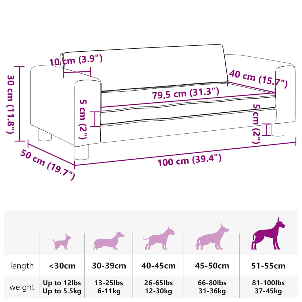 Hondenmand met verlengstuk 100x50x30 cm kunstleer crèmekleurig