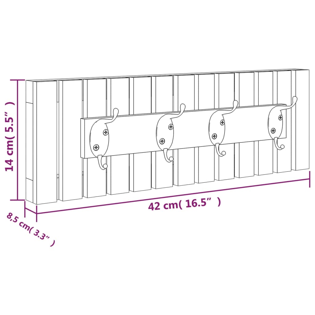 Wandkapstok 42x8,5x14 cm massief walnotenhout