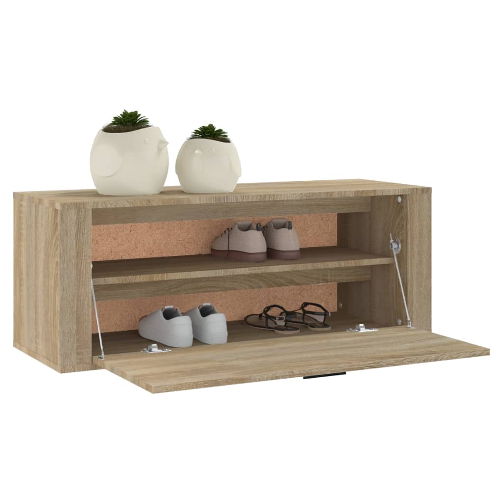 Wandschoenenkast 100x35x38 cm bewerkt hout sonoma eiken