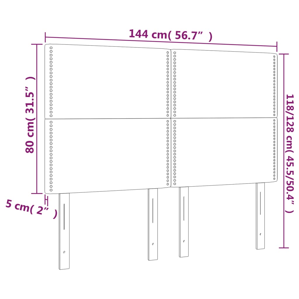 Hoofdborden 4 st 72x5x78/88 cm fluweel donkergrijs