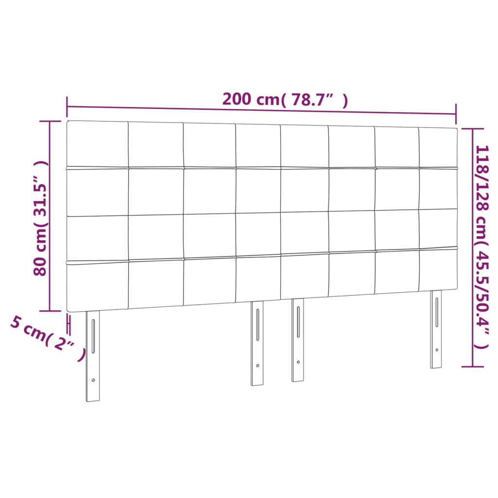 Hoofdborden 4 st 100x5x78/88 cm fluweel zwart