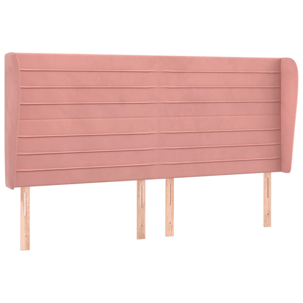 Hoofdbord met randen 183x23x118/128 cm fluweel roze