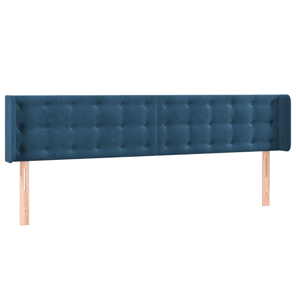 Hoofdbord met randen 183x16x78/88 cm fluweel donkerblauw