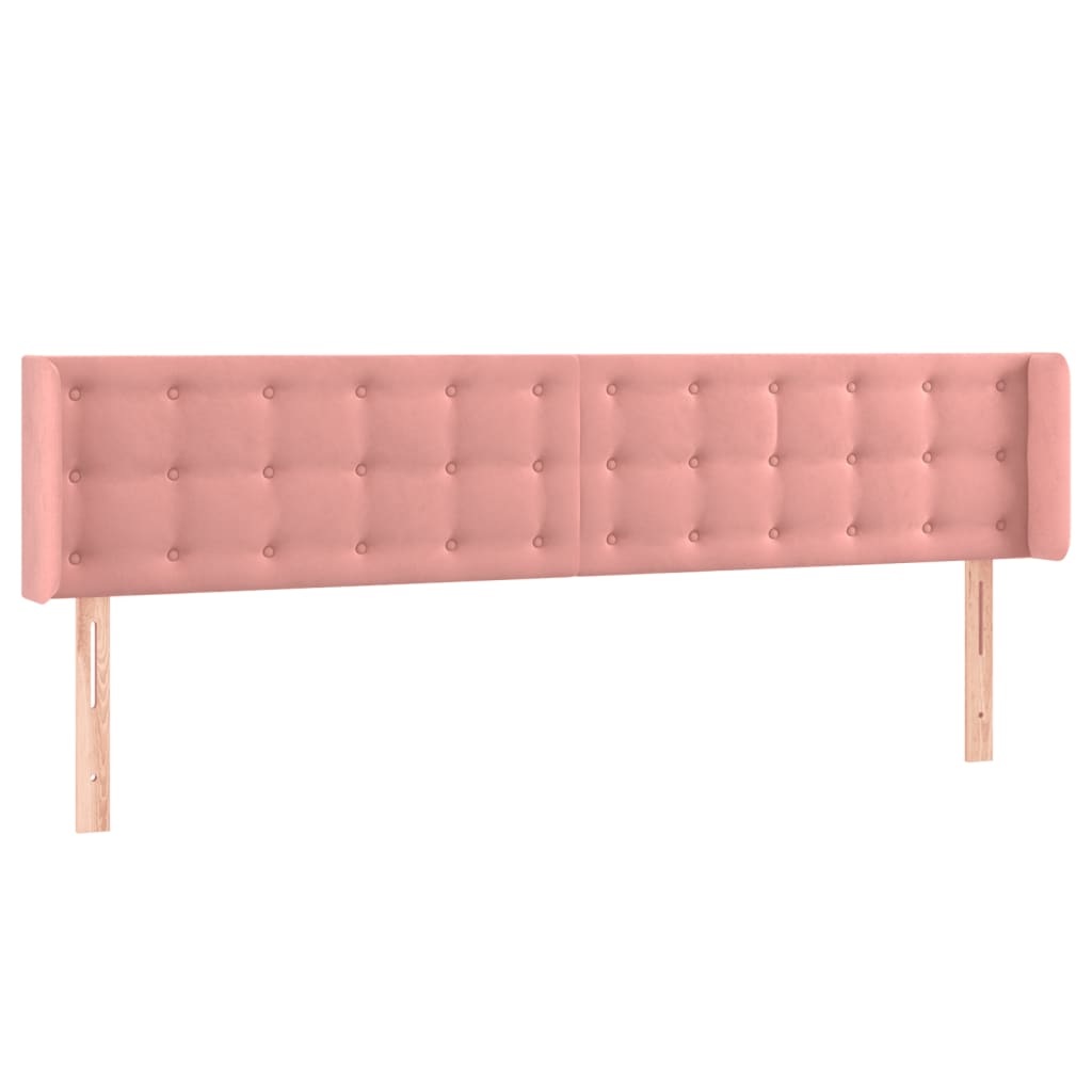 Hoofdbord met randen 183x16x78/88 cm fluweel roze