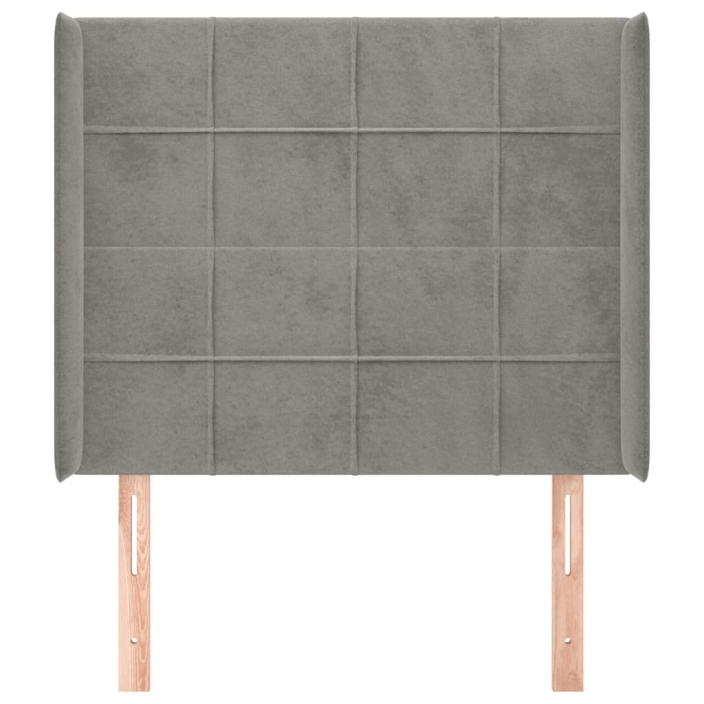 Hoofdbord met randen 103x16x118/128 cm fluweel lichtgrijs