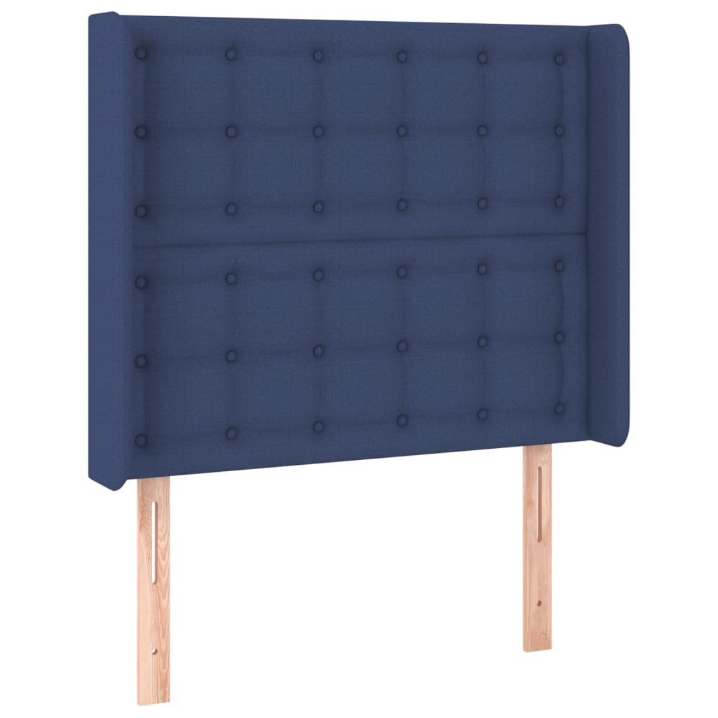 Hoofdbord met randen 103x16x118/128 cm stof blauw