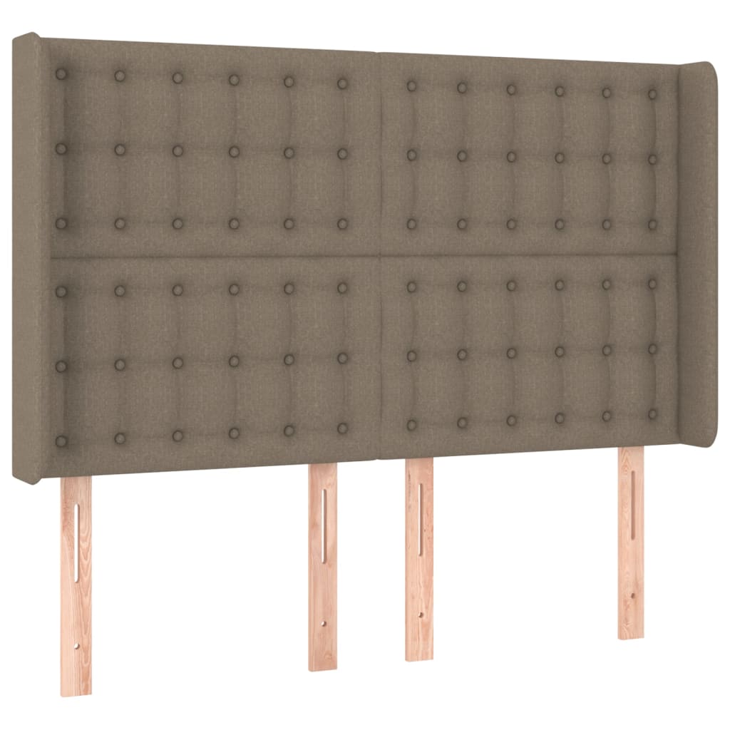 Hoofdbord met randen 147x16x118/128 cm stof taupe