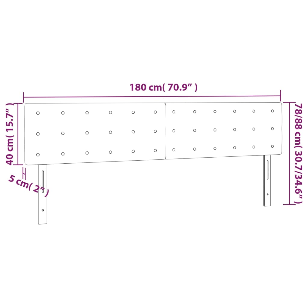 Hoofdbord LED 180x5x78/88 cm kunstleer wit