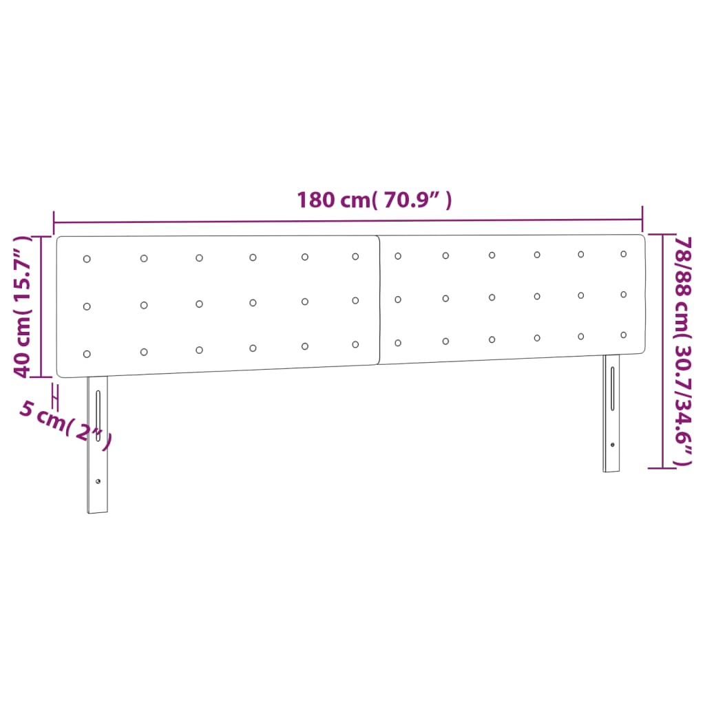 Hoofdbord LED 180x5x78/88 cm kunstleer grijs