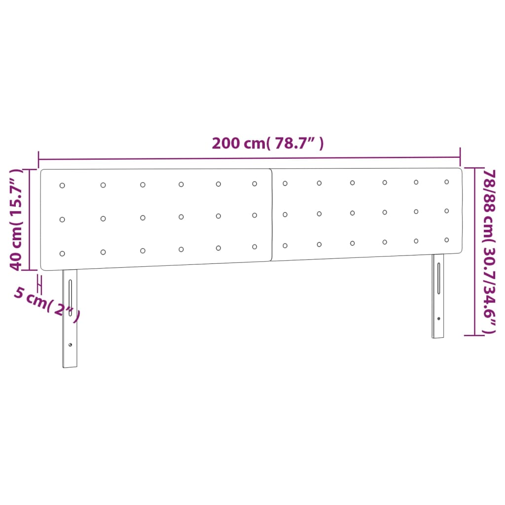 Hoofdbord LED 200x5x78/88 cm kunstleer grijs